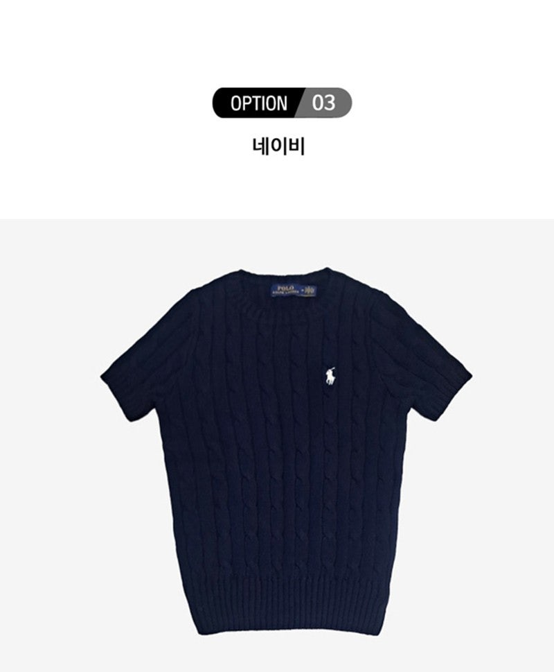 [정품 새상품]폴로 여성 케이블 반팔 니트 피마코튼 꽈...--9