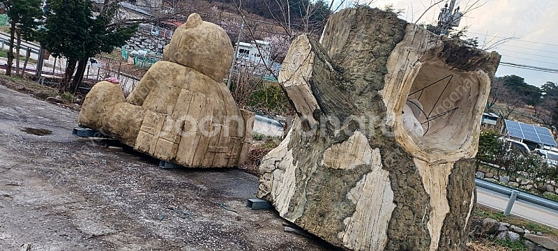 조형물 곰돌이 나무토막--9