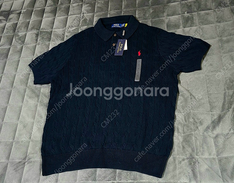 폴로 랄프로렌 케이블 반팔 니트 카라티 네이비 색상 X...--2