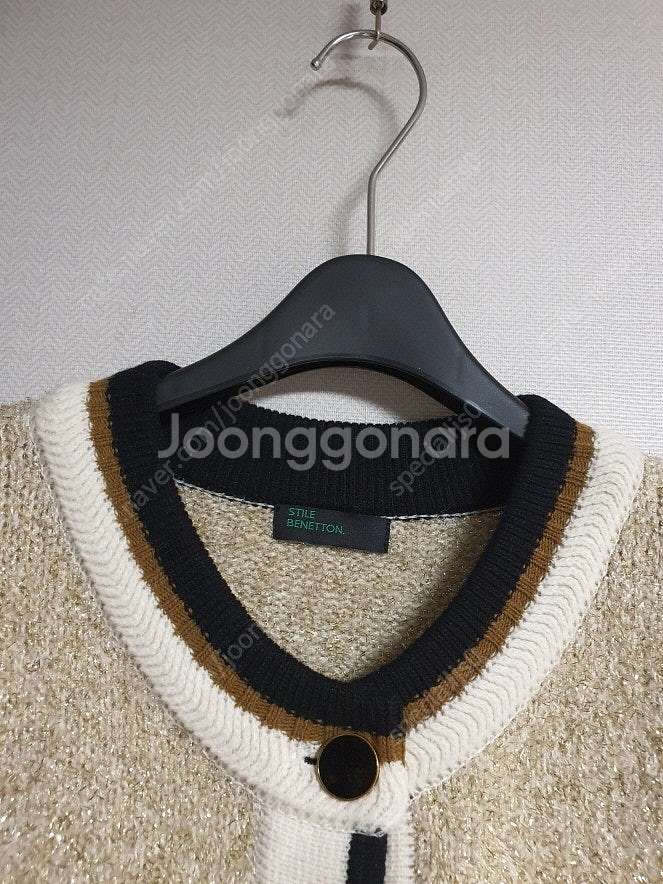 베네통 글리터 컬러 블록 가디건 프리 사이즈 정품--3