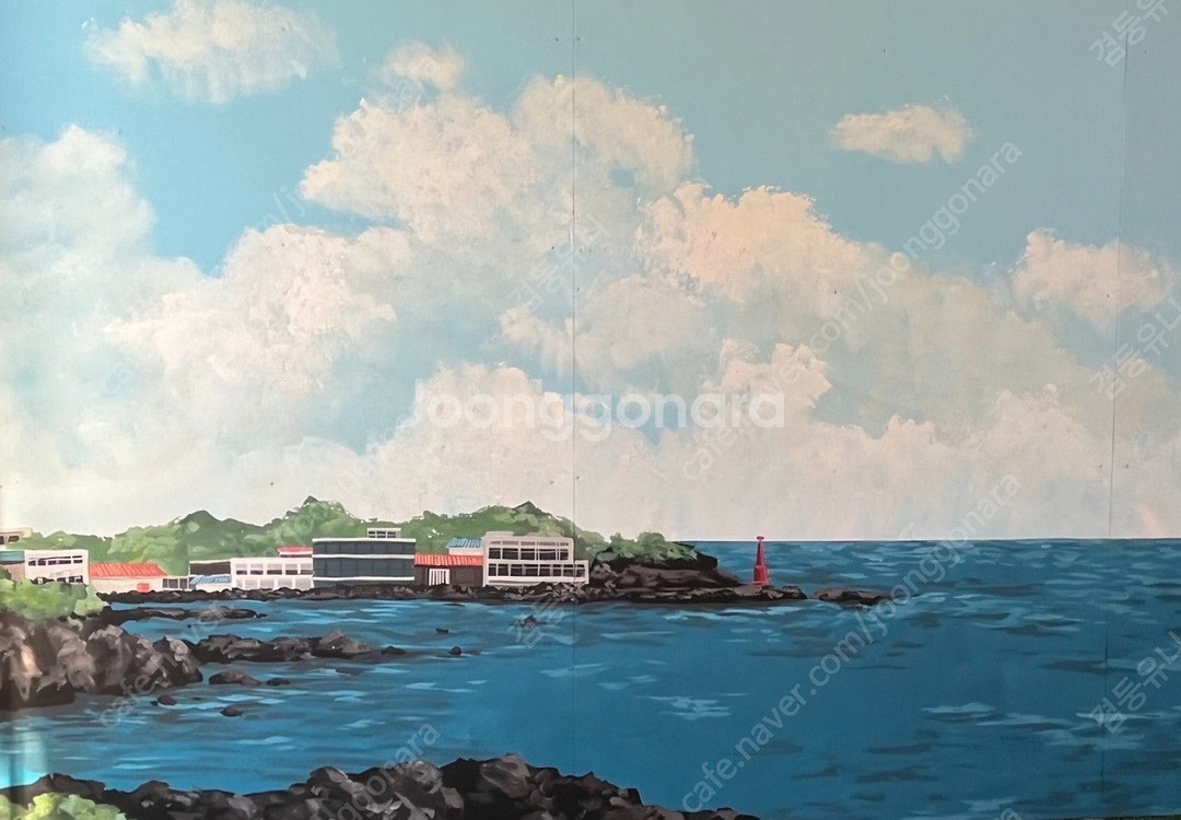 비행기와 바다그림 그려진 대형 벽화 포토존 카페 식당 ...--2