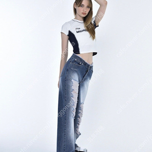 미드나잇 무브 찢청 데님 팬츠 purple denim (blue) (S)