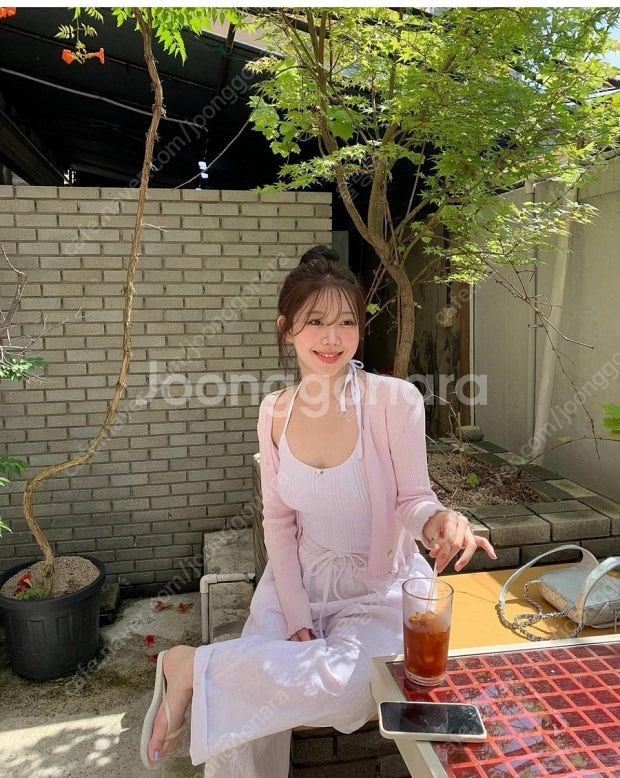 온트 라일락 가디건--0