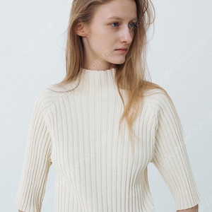 le917 RIBBED MOCK NECK HALF SLEEVES TOP
