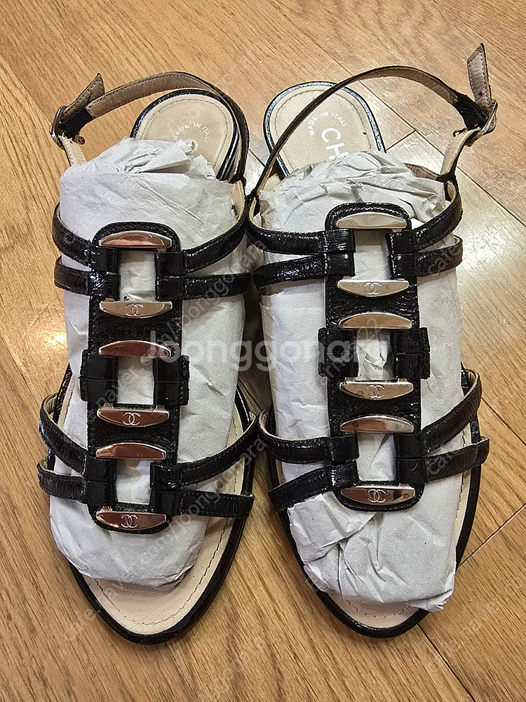 (정품) 샤넬 CC로고 가죽 샌들 36.5(명품 여자 ...--0