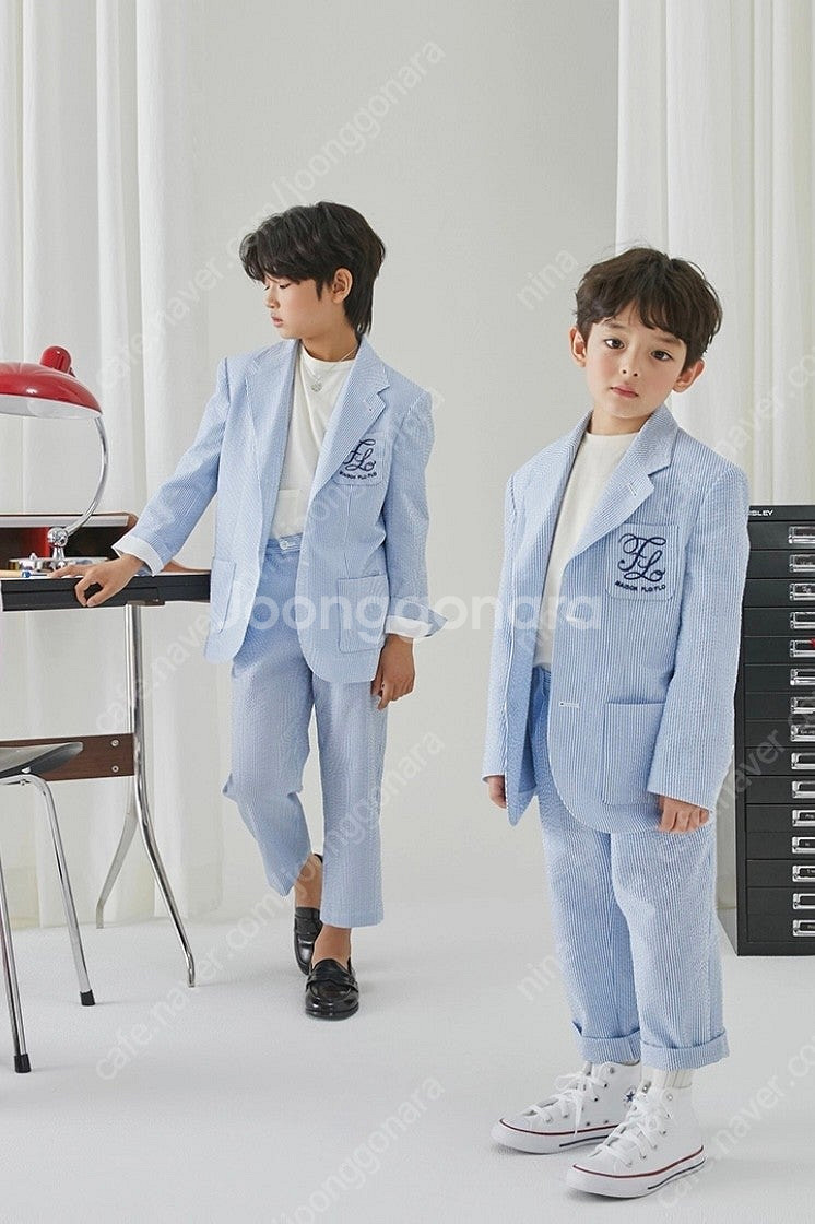 메종 플로플로 시어서커 자켓, 팬츠, 네이비하프팬츠(8...--0