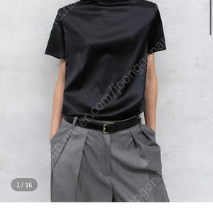 오르 새틴 패디드 블라우스 블랙s