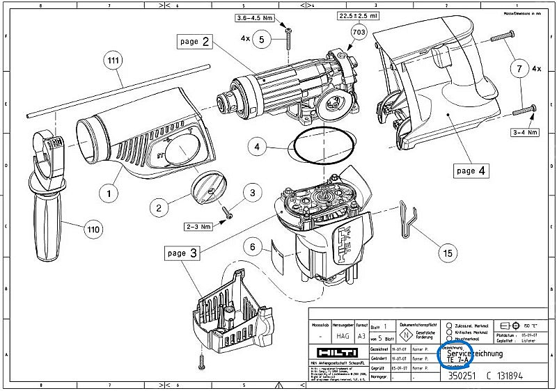 힐티 TE7-A 무선 함마, 36V용, 본체만--3