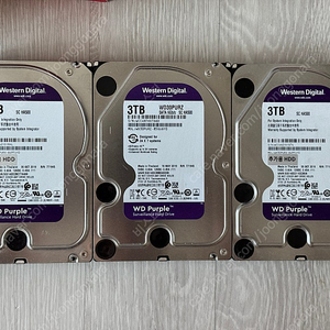컴퓨터 하드디스크WD 퍼플 HDD 3TB 3개 판매합니다
