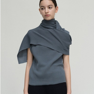 le17septembre 코튼 블렌드 니트 탑 & 머플러 COTTON BLEND KNIT TOP & MUFFLER 블루 새상품 르917 le917