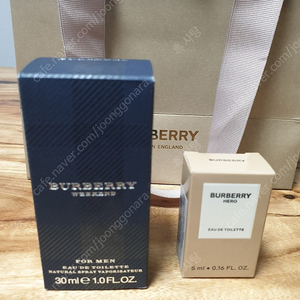 새상품 선물용 버버리 위켄드 포맨 오드뜨알렛 30ml + 증정용 버버리 히어로우 에뚜드알렛 5ml 택포