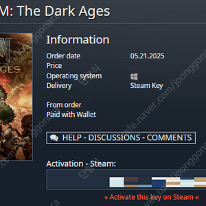 둠 다크에이지 스팀 코드 팝니다.