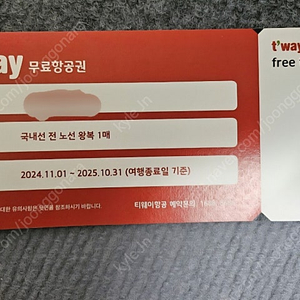 Tway 티웨이 비행기 국내선 왕복 항공권