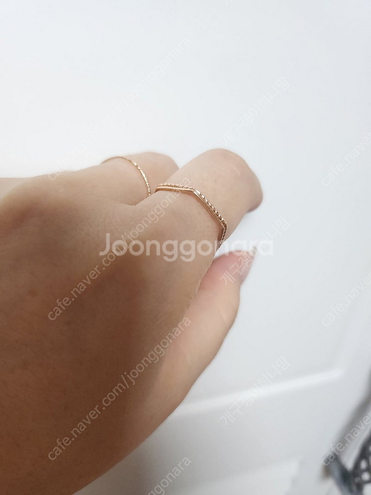 14k육각형핑크골드반지--1