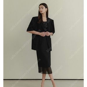 엘보른 caden 오간자 스커트 블랙 38 새상품/elborn caden organza skirt /블랙스커트 H 라인 스커트 여름스커트