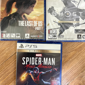 PS5 라스트오브어스. 고스트오브쓰시마. 스파이더맨모랄레스