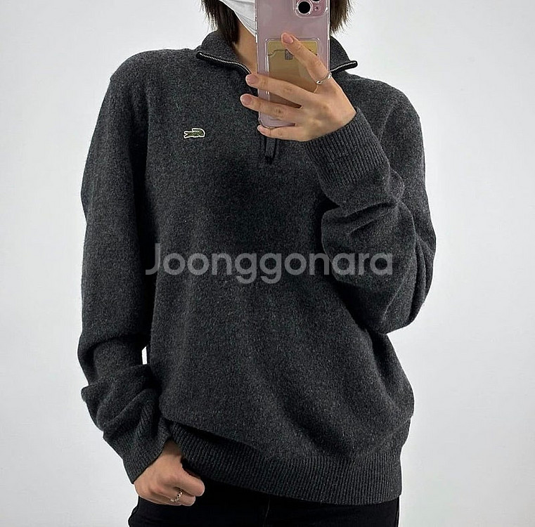 Lacoste 라코스테 다크그레이 반집업 니트 판매합니...--3