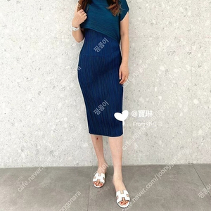 플리츠플리즈 이세이미야케 버드 원피스 블루 3사이즈 새상품