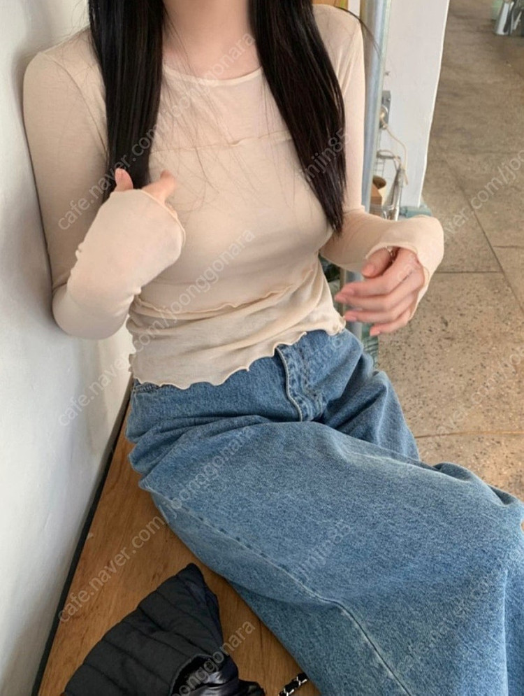 온트 예슬마켓 스프링 레이어드 티(ownt spring layered tee) 피치 색상 판매합니다~! 이미지