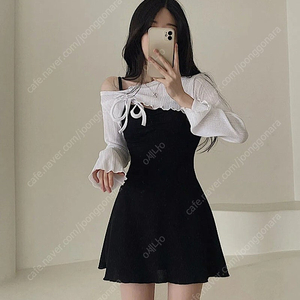 에이블리 셔링 레이어드 원피스+일본스타일 레이스 판쵸