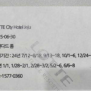 롯데시티호텔 제주 숙박권 양도