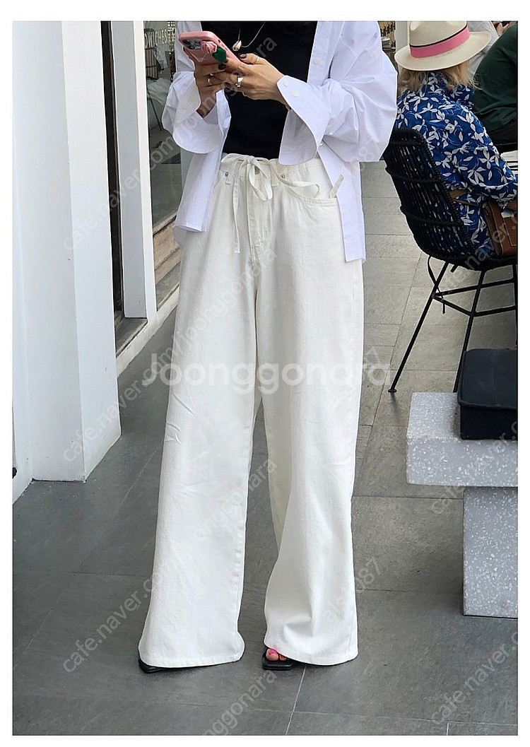 프레시라벨 ) tora string denim *whi...--2