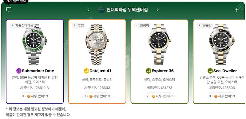 5월 22일 롤렉스매장 전체 입고정보 - 몇몇 매장에서...--0