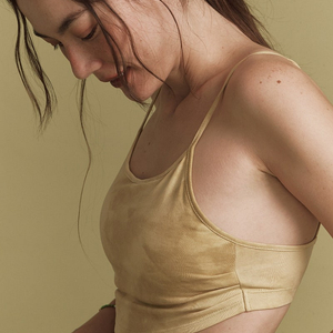 shala 샬라 Tie-dye shirred bra top (Vintage Yellow)