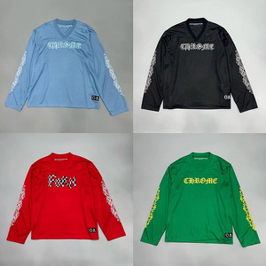 좌쓰 Chrome Hearts Mesh Stadium Jersey 크롬하츠 메쉬 스타디움 저지 롱슬리브 블랙, 그린, 레드, 블루