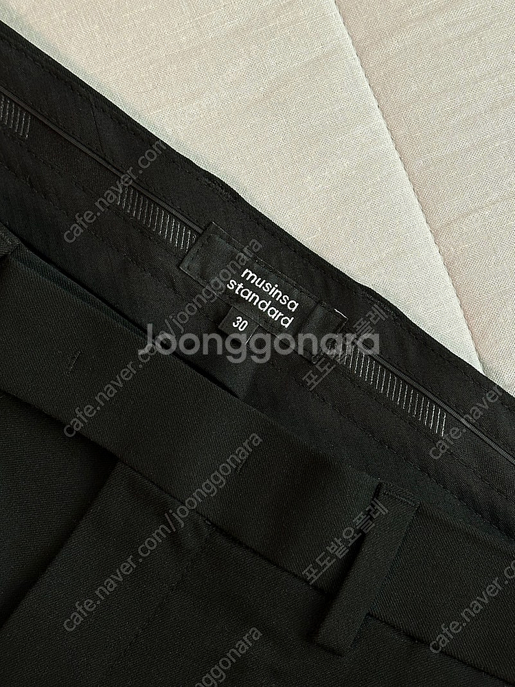 무탠다드, 세미 와이드 슬릿 슬랙스, 블랙, 30사이즈--2