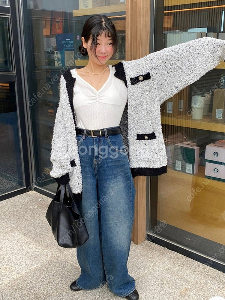 단미프로젝트 니트 오버핏 루즈핏 가디건 그레이--0