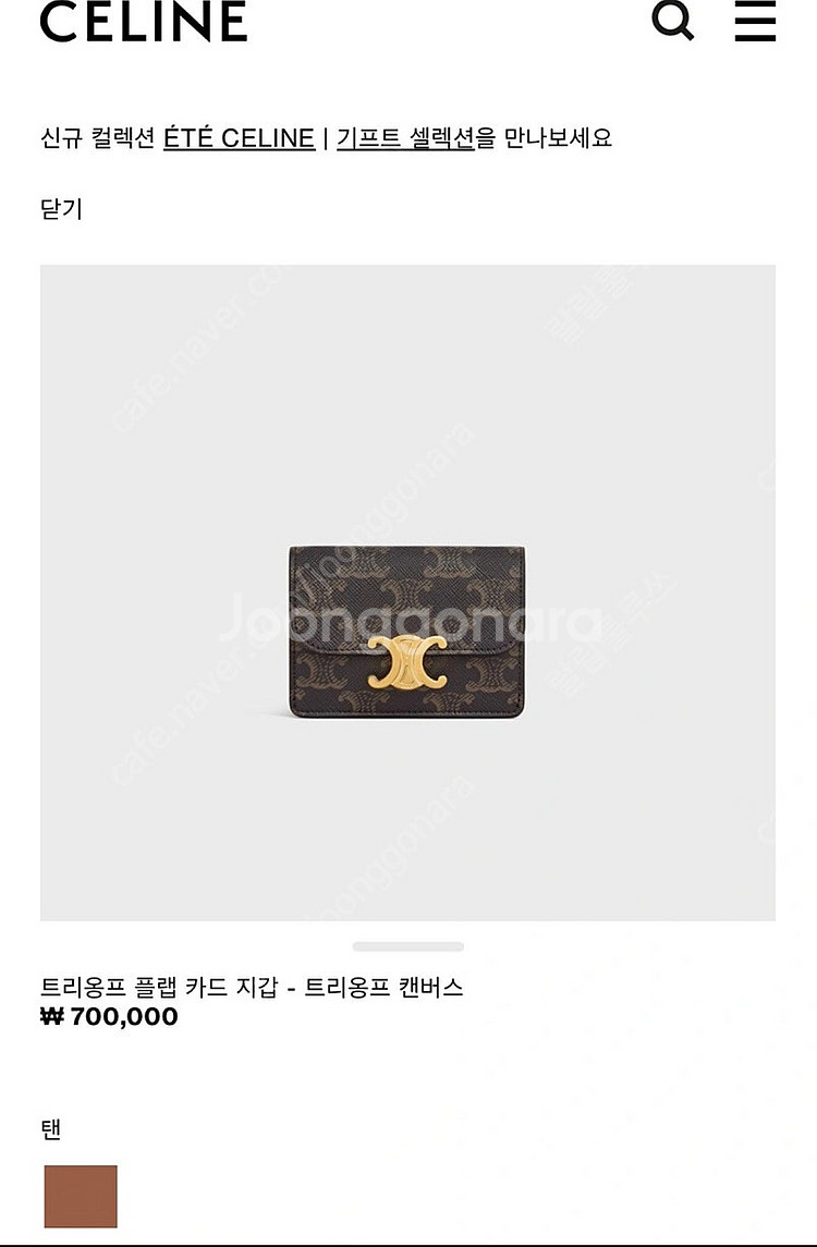 셀린느 트리옹프 플랩 카드 지갑 - 트리옹프 캔버스--0