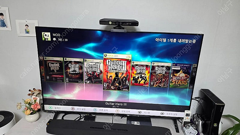 xbox360s 키넥트 풀세트 무선레이싱휠 기타히어로--4