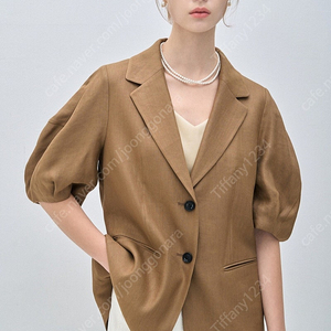 마인 린넨 블렌드 퍼프 슬리브 싱글 자켓