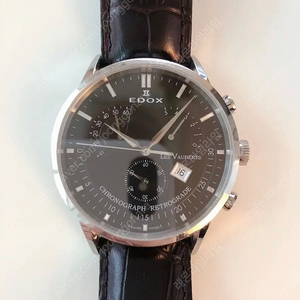 edox 에독스 크로노그래프 남성 가죽 손목시계