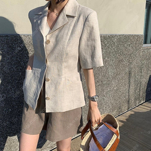 데일리룩 린넨반팔자켓