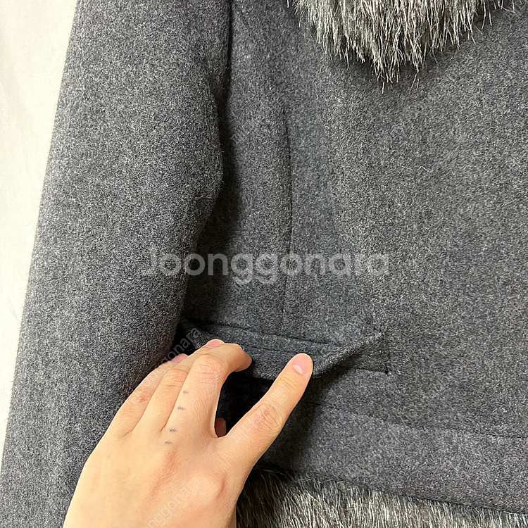 [55]오즈세컨 퍼 배색 누빔 모직코트--3