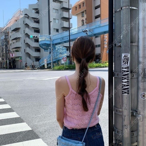 에토스 핑크 니트 슬리브리스 나시