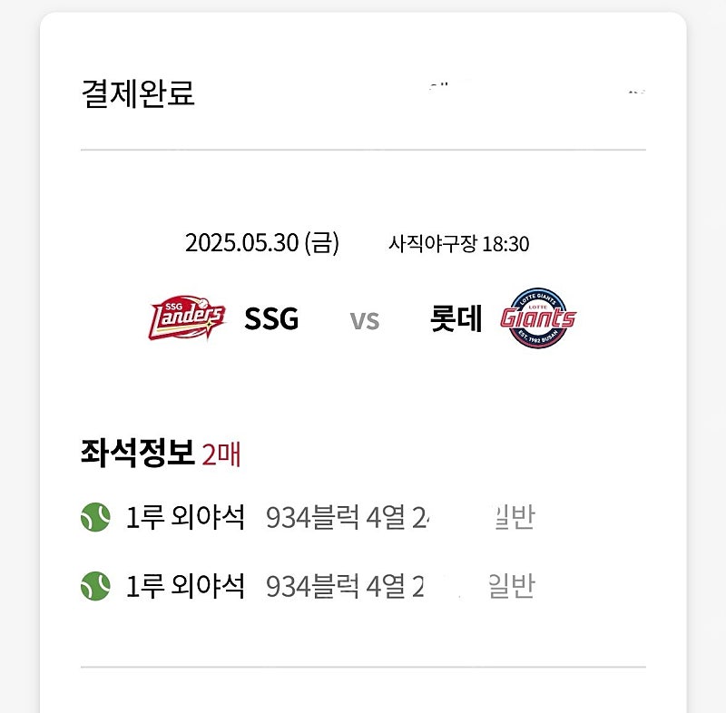 5/30 롯데 ssg 1루외야 2열