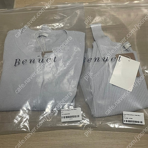 (새상품) 베뉴엣 버드가디건 슬리브리스 세트 페일블루