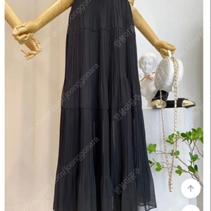 쉬폰 롱 스커트 블랙 새상품 이미지