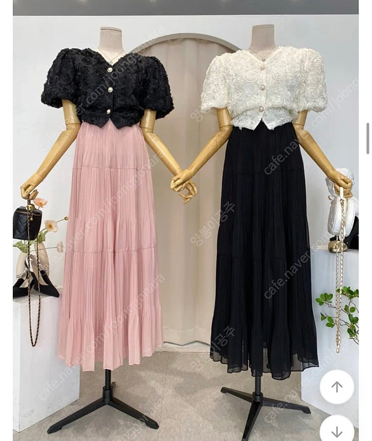 쉬폰 롱 스커트 블랙 새상품 이미지