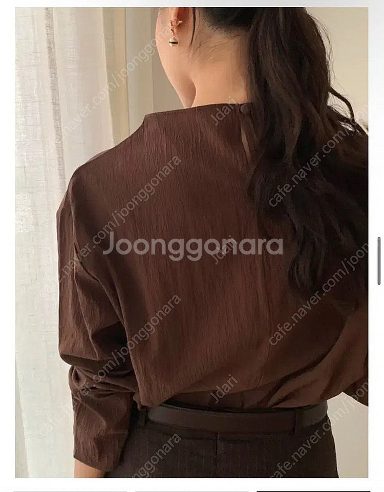 씨미 하프넥 블라우스 단아한블라우스 시스루하프넥블라우스--2