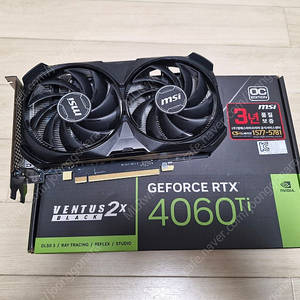 MSI 지포스 RTX 4060 Ti 벤투스 2X 블랙 OC D6 16GB