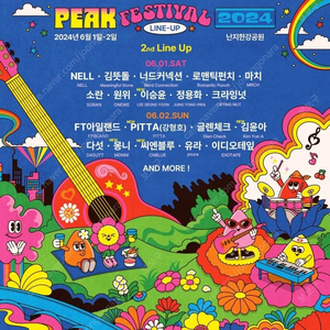 2025 피크페스티벌 05/25 일요일 일일권 1매 구매합니다 양도
