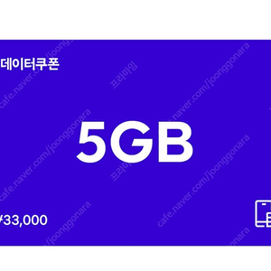 SKT T데이터쿠폰 5GB (등록 후 1년간 사용가능)