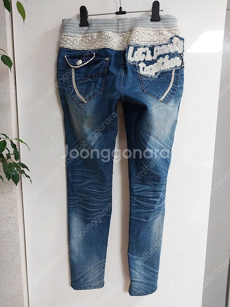 레이스 자수 청바지--2