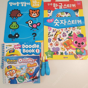 핑크퐁 숫자.한글 스티커 가방/ 뽀로로 두들북