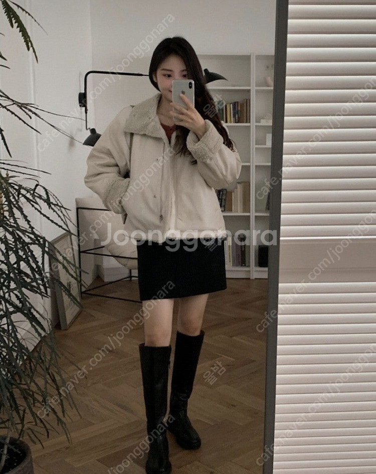 쇼퍼랜드 양털 레더 무스탕 자켓 비스코스 클로이 하이넥...--4