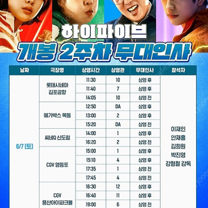 6.7 무대인사 하이파이브 cgv 용산 E열 통로 2인 정가양도
